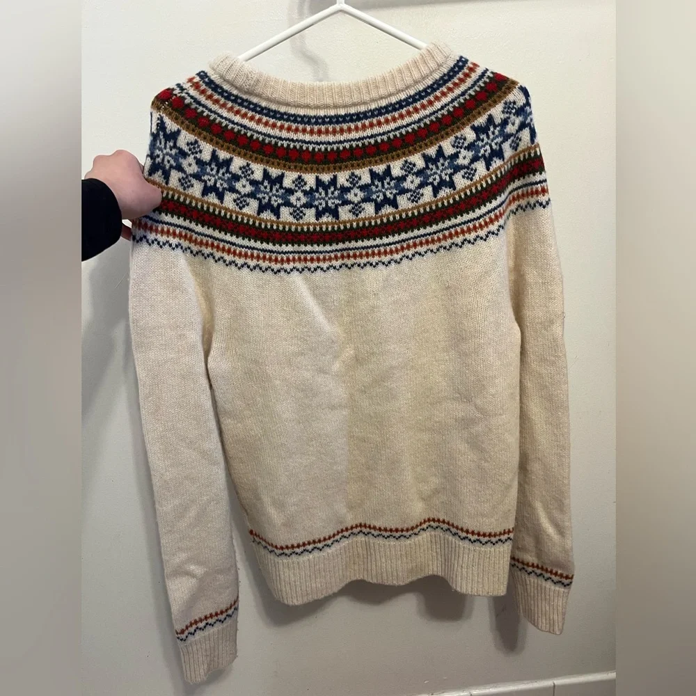 M26 J. Crew Mens Lambswool Fair Isle Yoked Crewneck Sweater